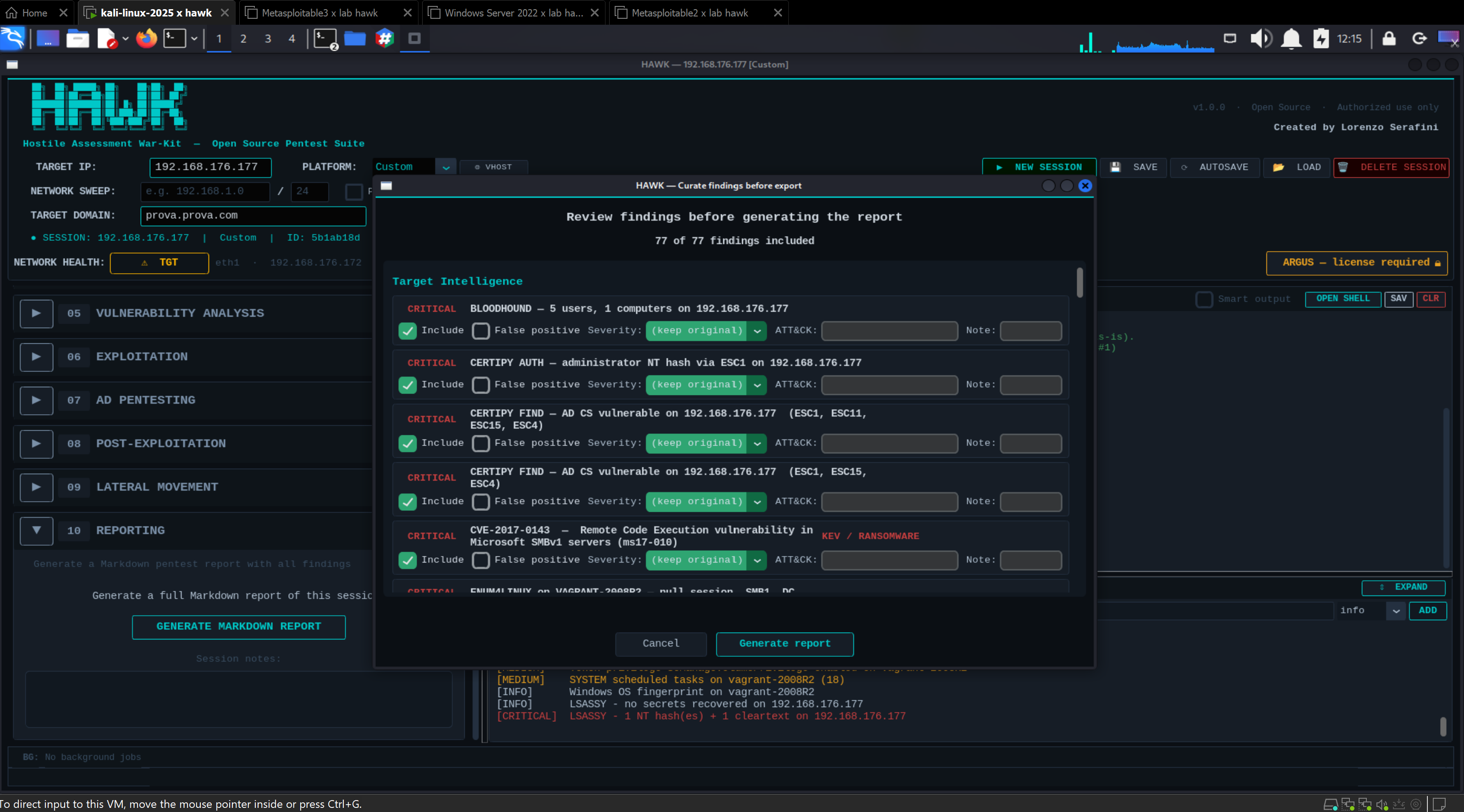 hawk pentesting tool reporting